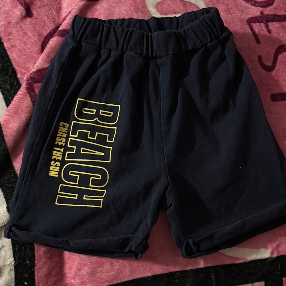 Navy Beach Print Shorts